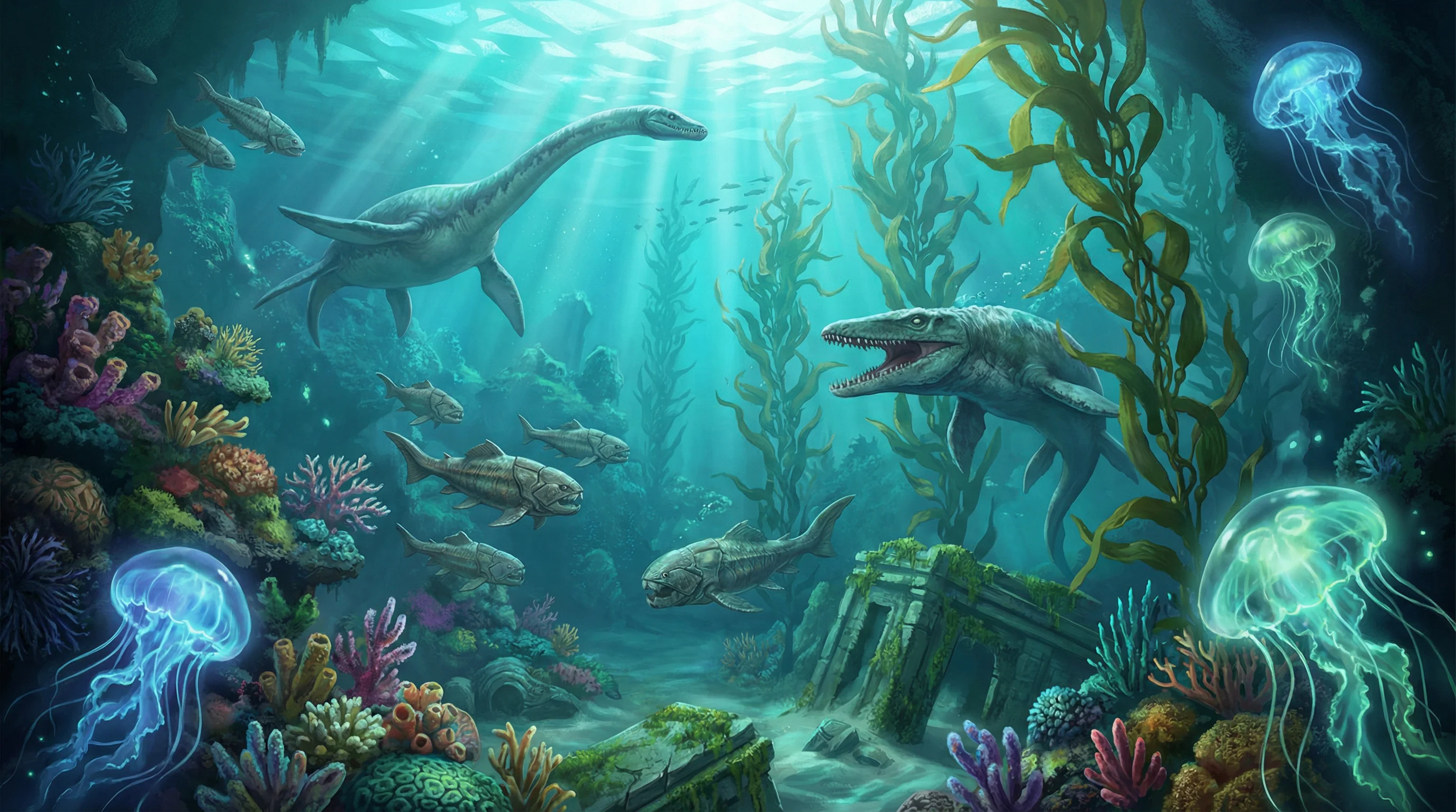 史前深海中的远古海兽，侏罗纪棋牌探险营 84棋牌 摄影展作品